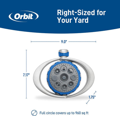 Metal 8-Pattern Turret Sprinkler, Weighted Base - 28252