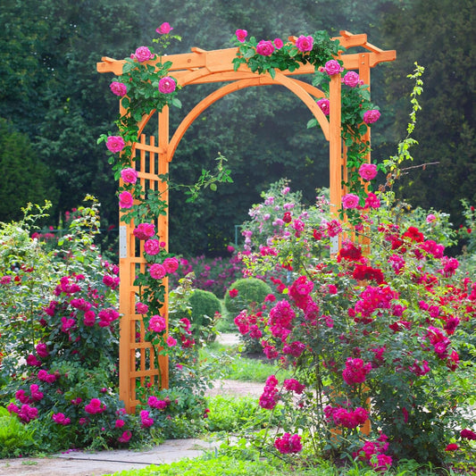 85in Wooden Garden Arch Arbor Trellis for Backyard Patio Outdoor