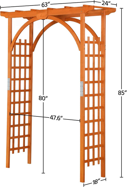 85in Wooden Garden Arch Arbor Trellis for Backyard Patio Outdoor
