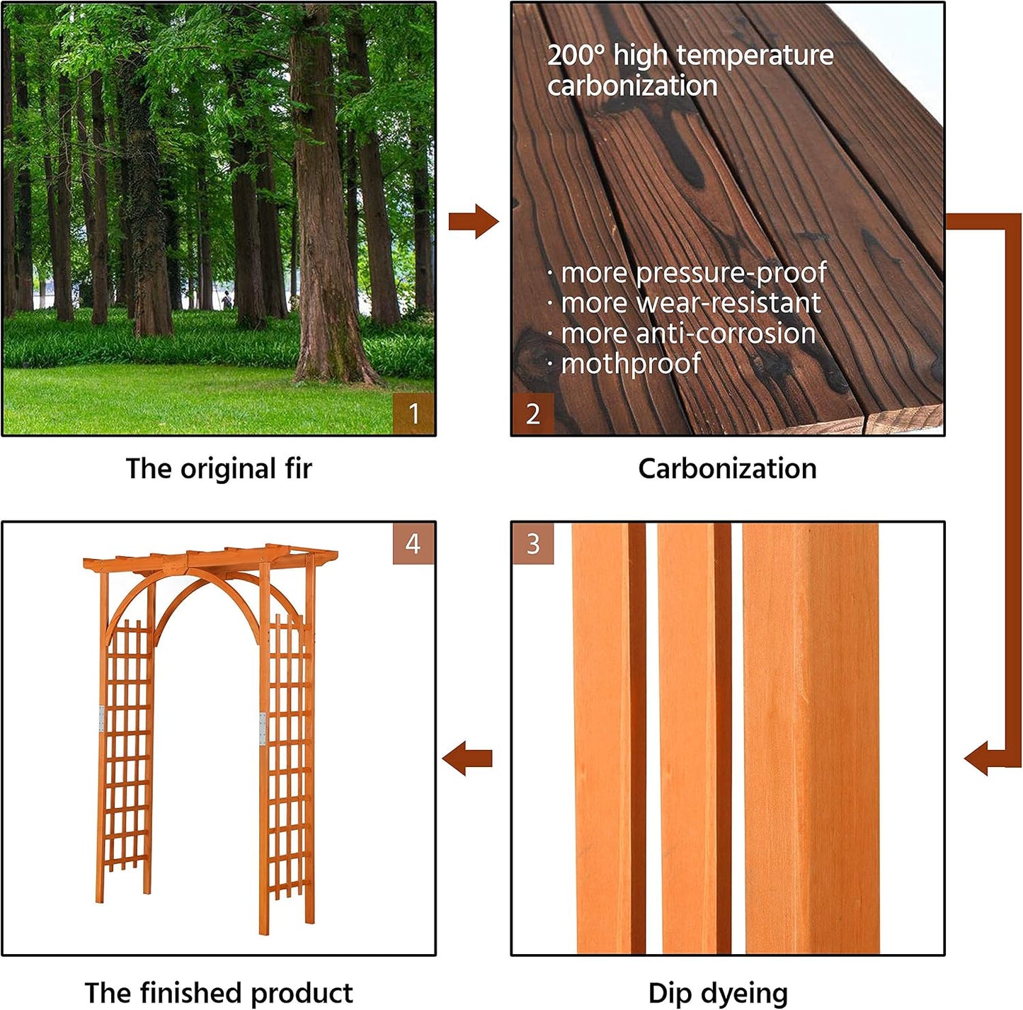 85in Wooden Garden Arch Arbor Trellis for Backyard Patio Outdoor