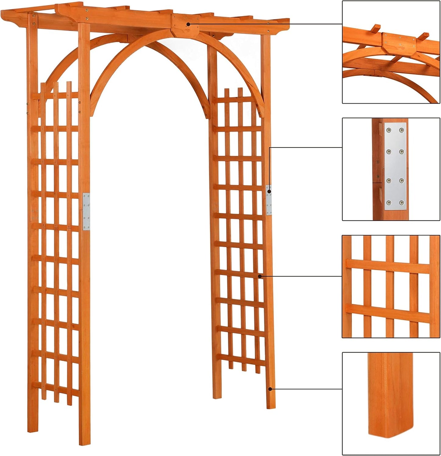 85in Wooden Garden Arch Arbor Trellis for Backyard Patio Outdoor