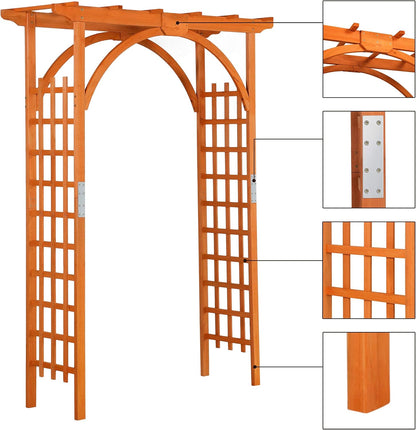 85in Wooden Garden Arch Arbor Trellis for Backyard Patio Outdoor