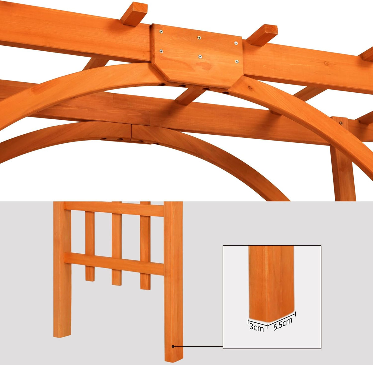 85in Wooden Garden Arch Arbor Trellis for Backyard Patio Outdoor