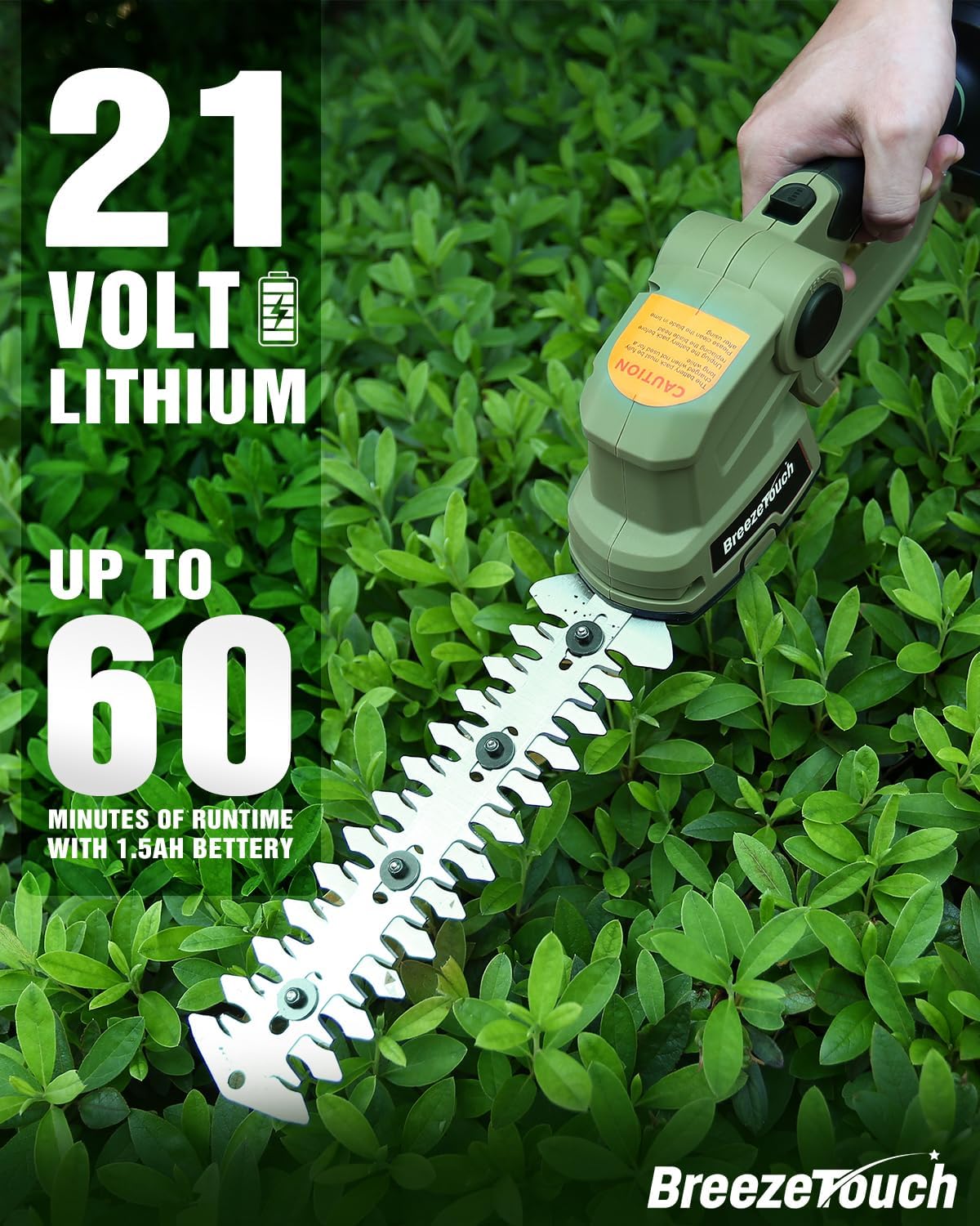 21V Mini Cordless Hedge Trimmer with Battery, Charger and 4.5"/8.5" Blades