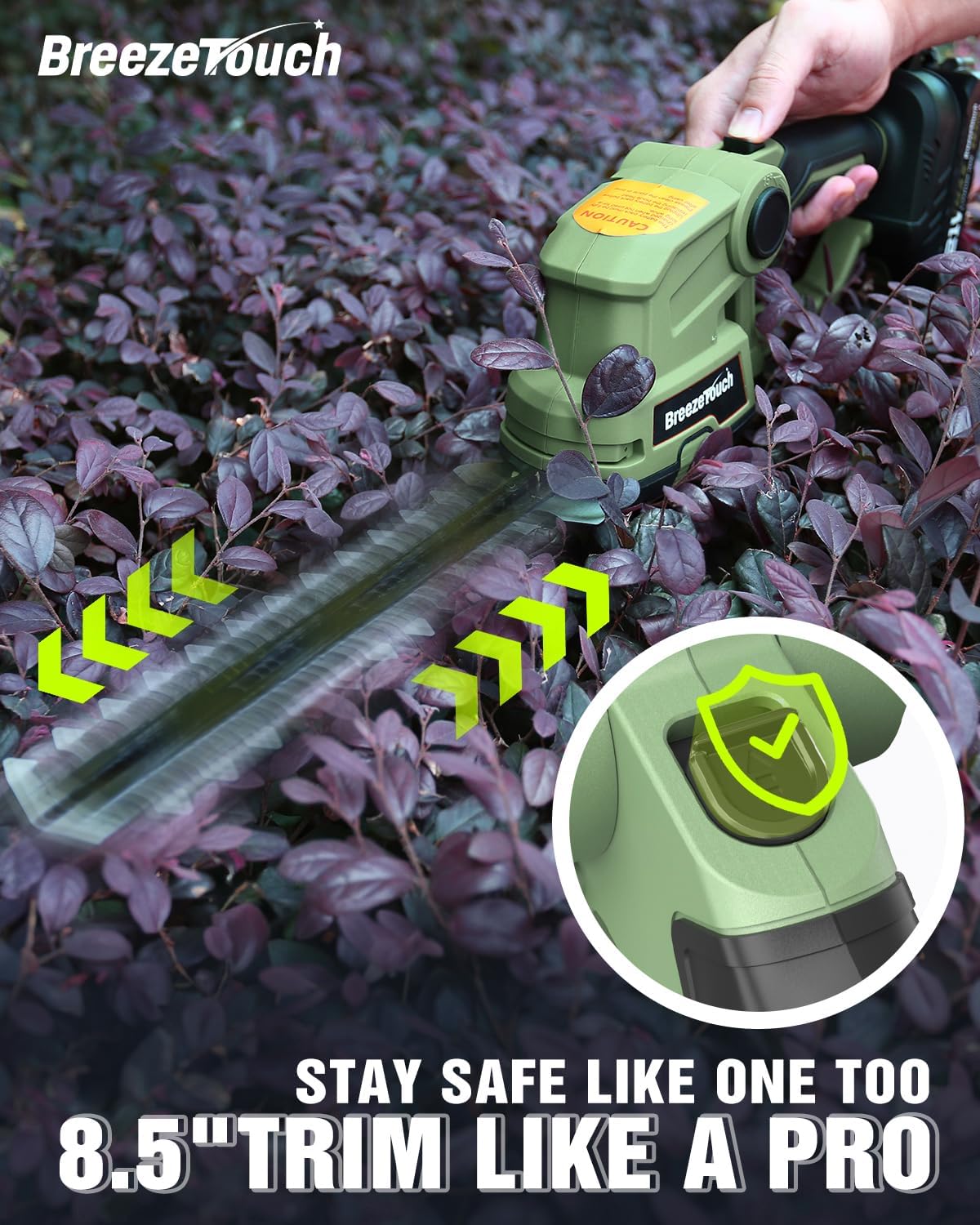 21V Mini Cordless Hedge Trimmer with Battery, Charger and 4.5"/8.5" Blades