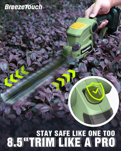 21V Mini Cordless Hedge Trimmer with Battery, Charger and 4.5"/8.5" Blades