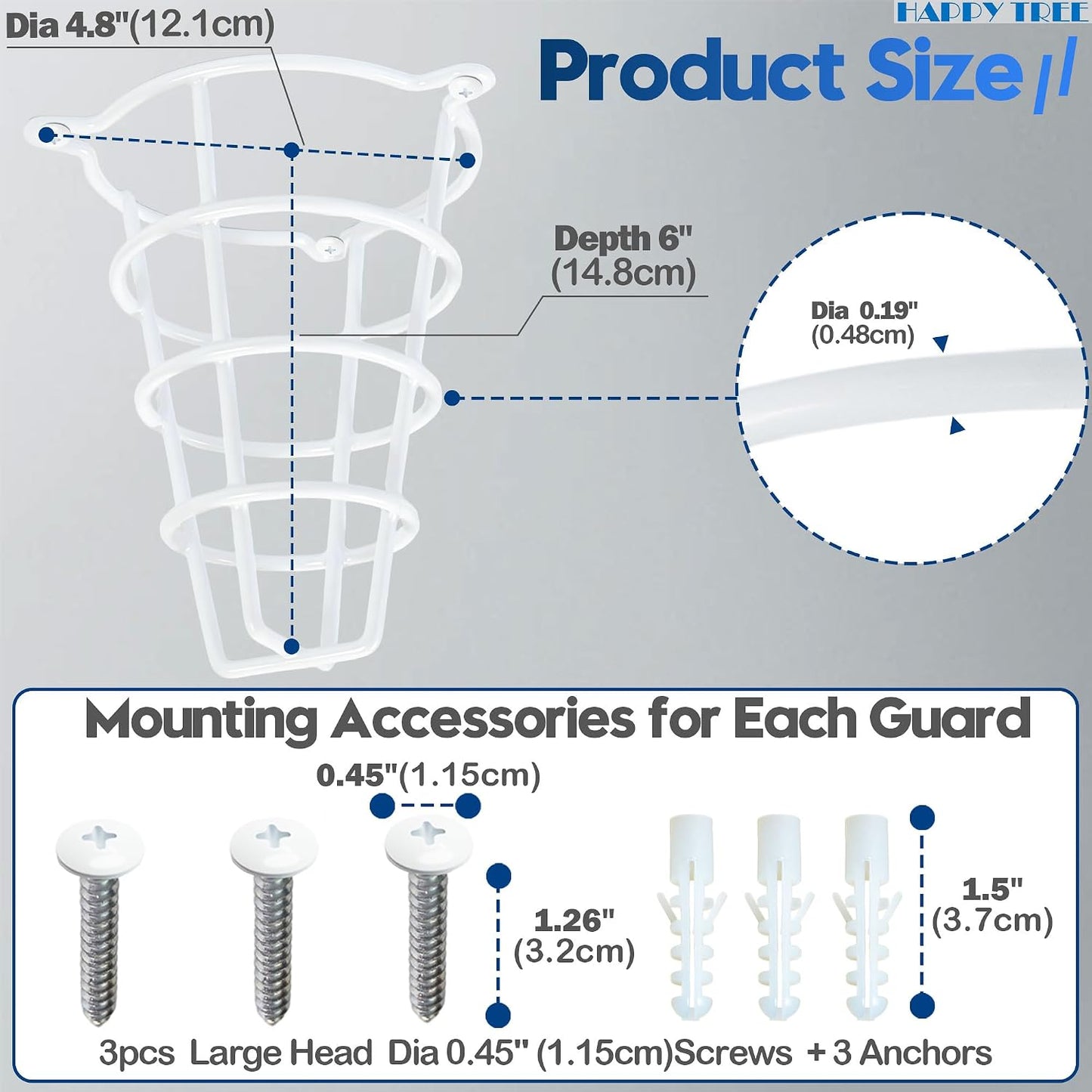 (2 Pack) White Fire Sprinkler Head Guard Cover for Both 1/2" & 3/4" Sprinkler Head 6" Deep Cage
