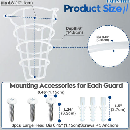 (2 Pack) White Fire Sprinkler Head Guard Cover for Both 1/2" & 3/4" Sprinkler Head 6" Deep Cage