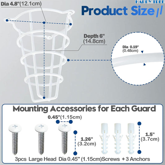 (2 Pack) White Fire Sprinkler Head Guard Cover for Both 1/2" & 3/4" Sprinkler Head 6" Deep Cage