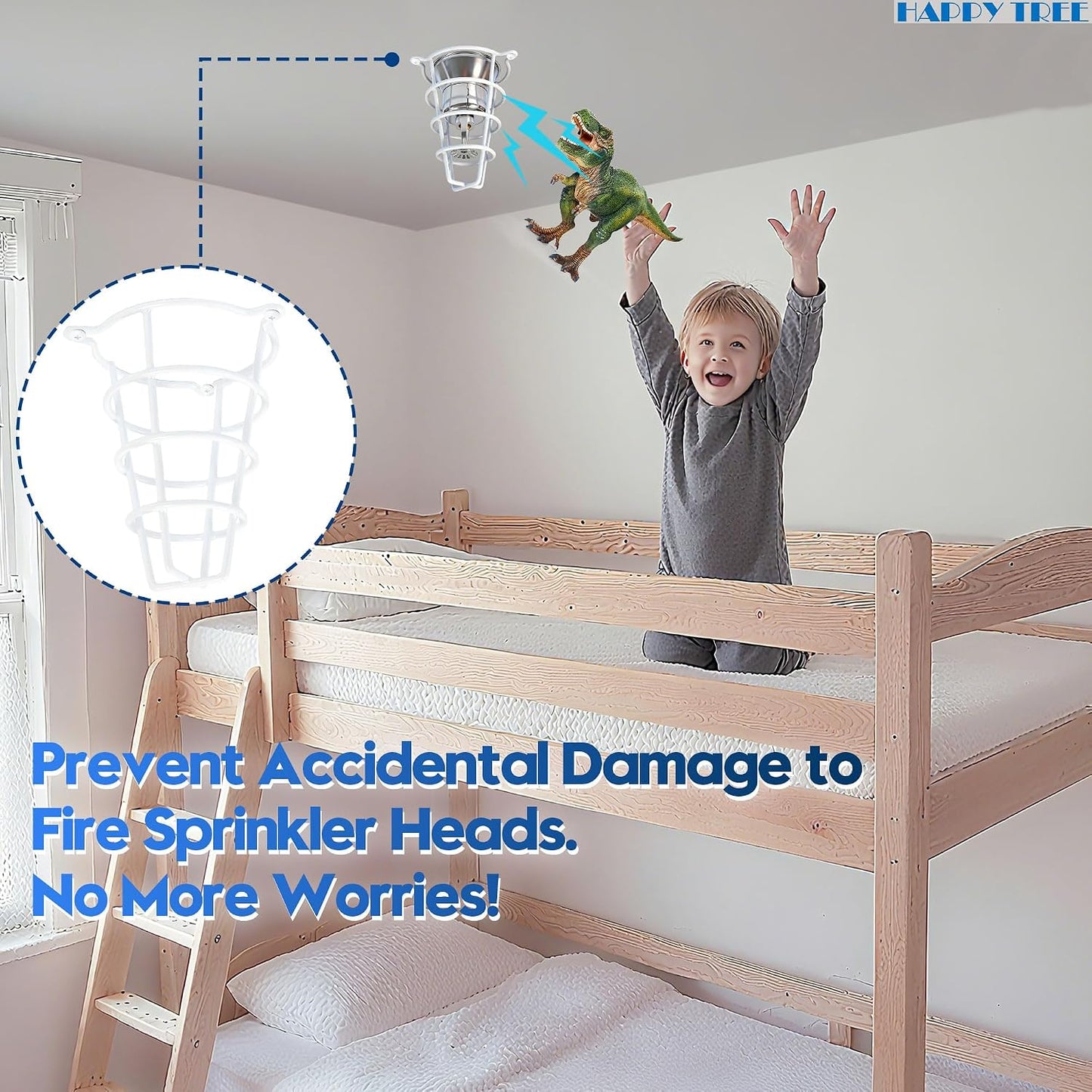 (2 Pack) White Fire Sprinkler Head Guard Cover for Both 1/2" & 3/4" Sprinkler Head 6" Deep Cage