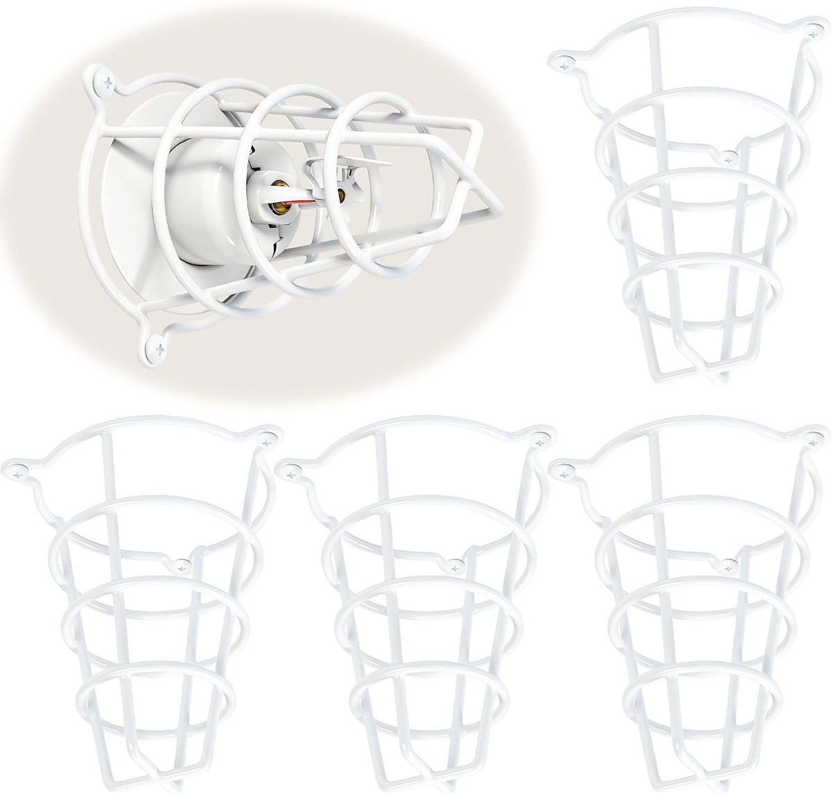 (2 Pack) White Fire Sprinkler Head Guard Cover for Both 1/2" & 3/4" Sprinkler Head 6" Deep Cage