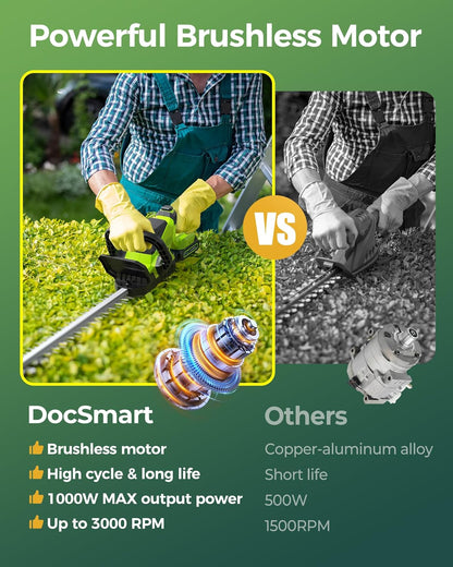 Hedge Trimmers Cordless with Battery, 3000RPM Brushless Motor