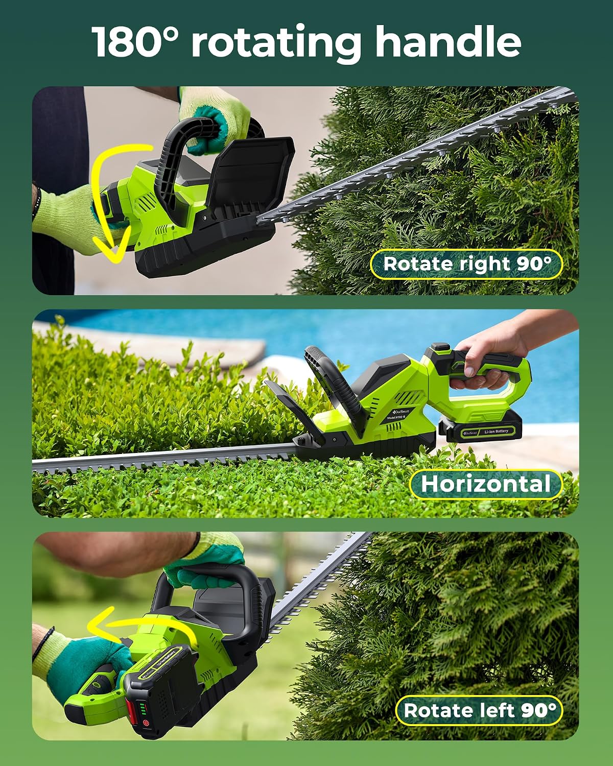 Hedge Trimmers Cordless with Battery, 3000RPM Brushless Motor