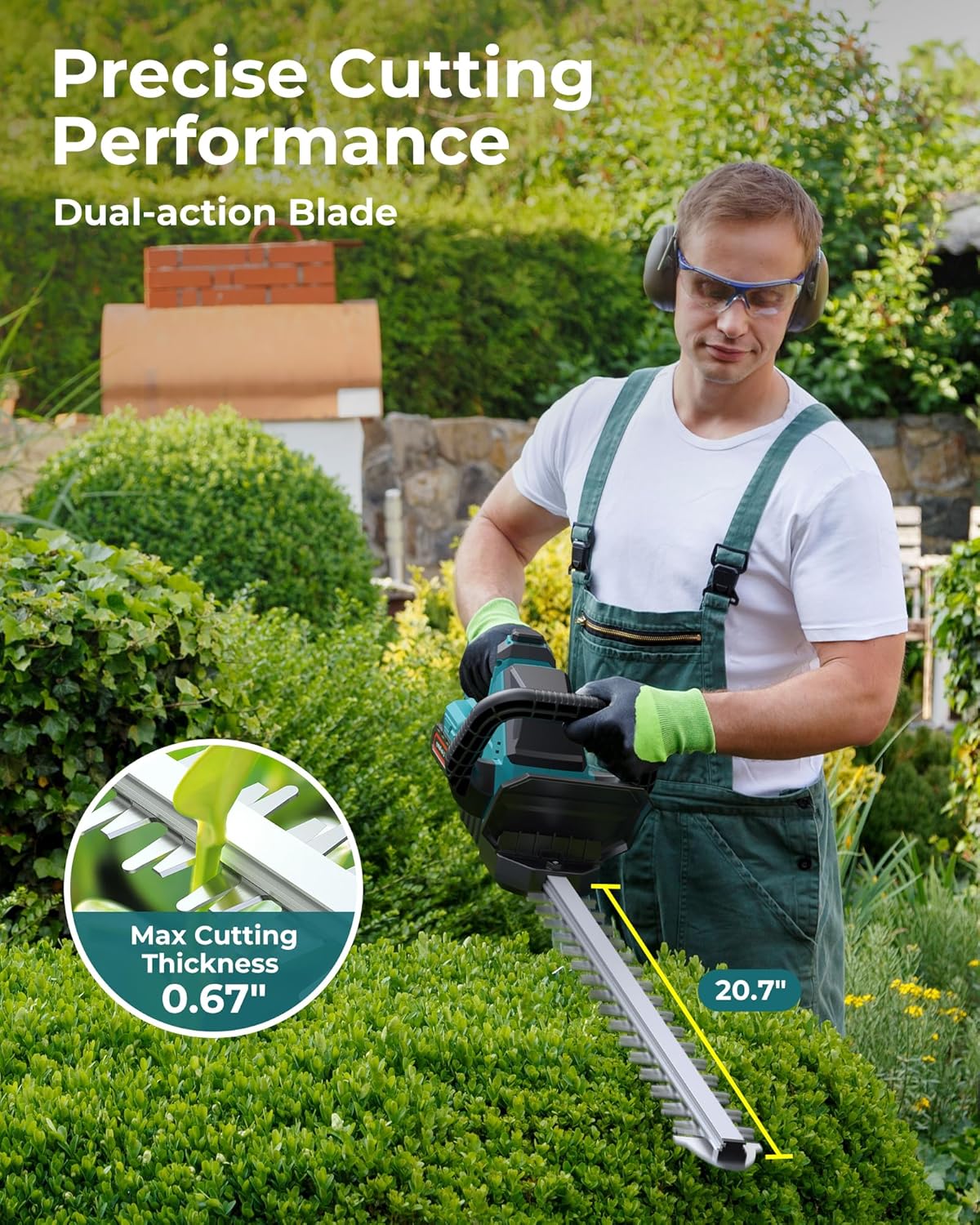 Hedge Trimmers Cordless with Battery, 3000RPM Brushless Motor