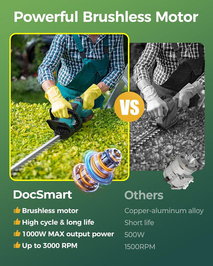 Hedge Trimmers Cordless with Battery, 3000RPM Brushless Motor