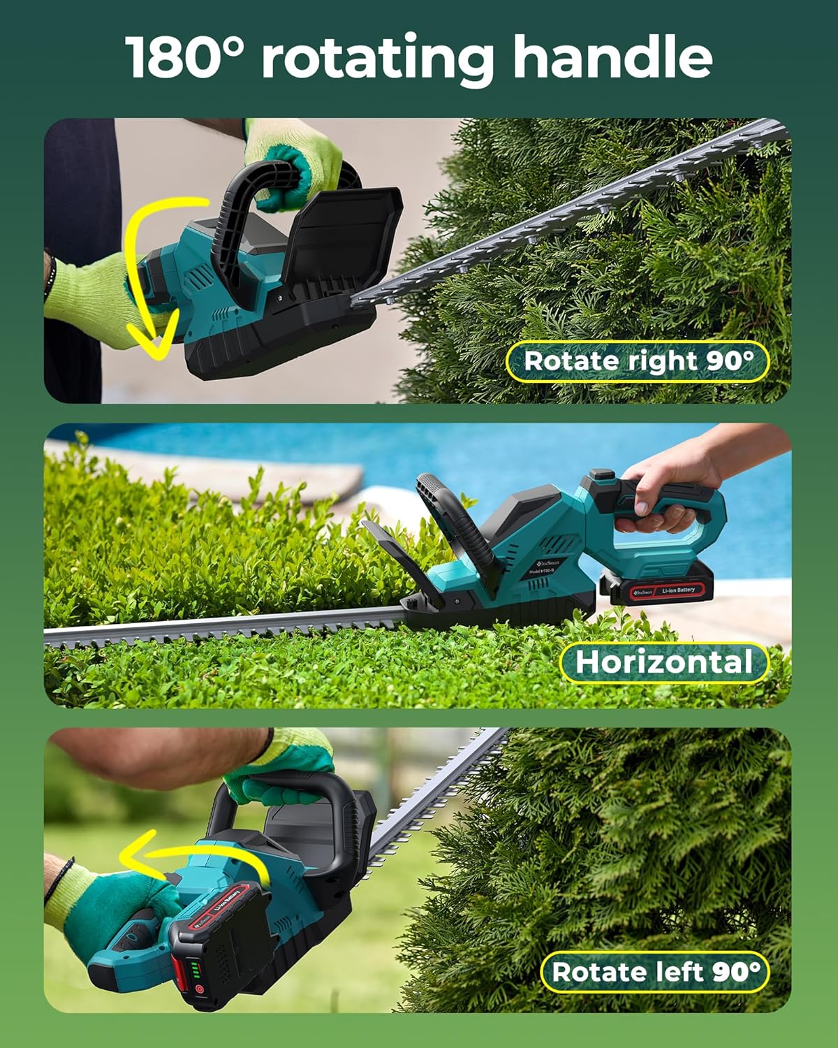 Hedge Trimmers Cordless with Battery, 3000RPM Brushless Motor