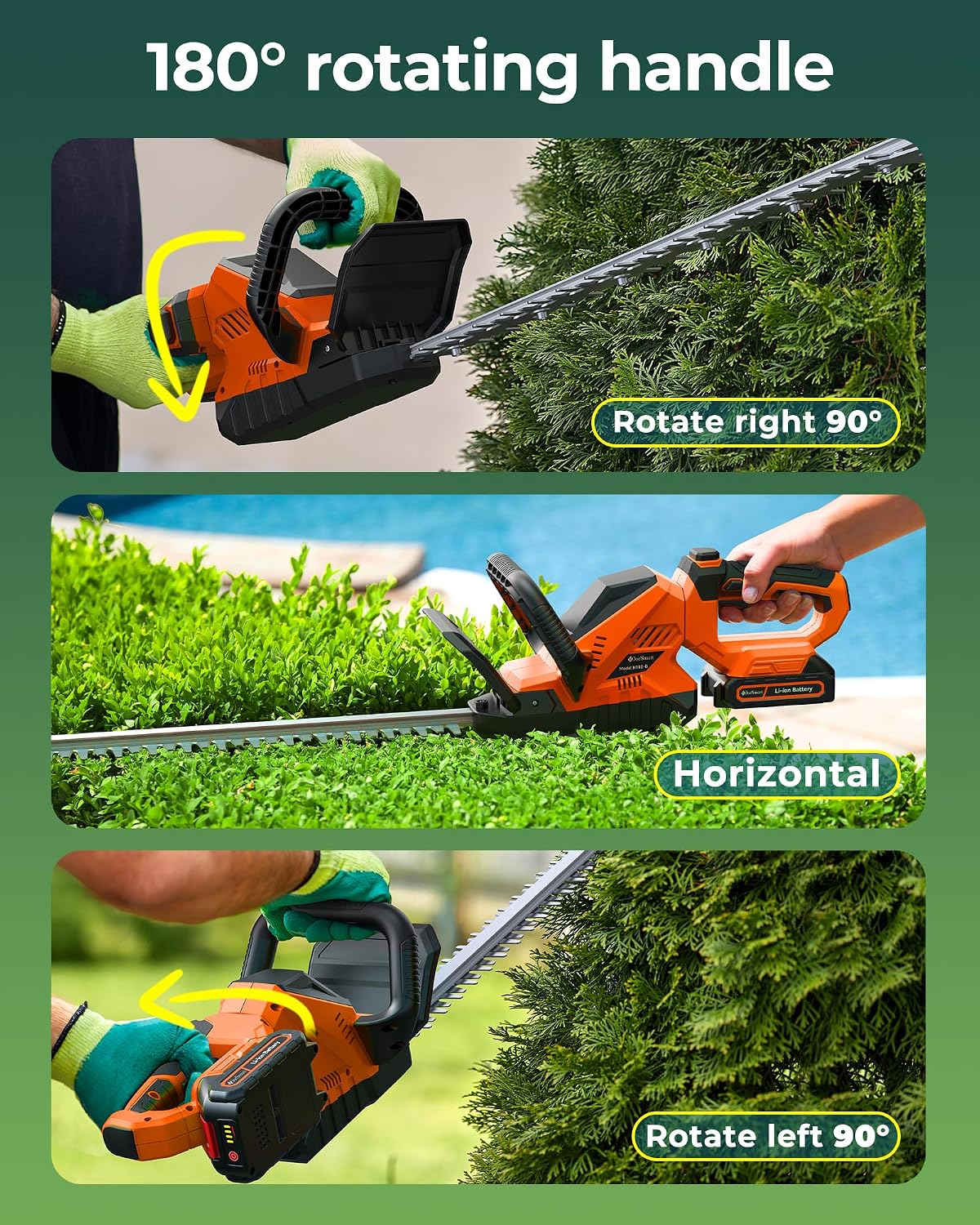 Hedge Trimmers Cordless with Battery, 3000RPM Brushless Motor