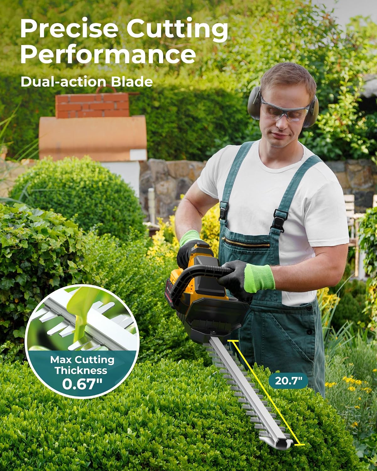 Hedge Trimmers Cordless with Battery, 3000RPM Brushless Motor
