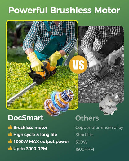 Hedge Trimmers Cordless with Battery, 3000RPM Brushless Motor