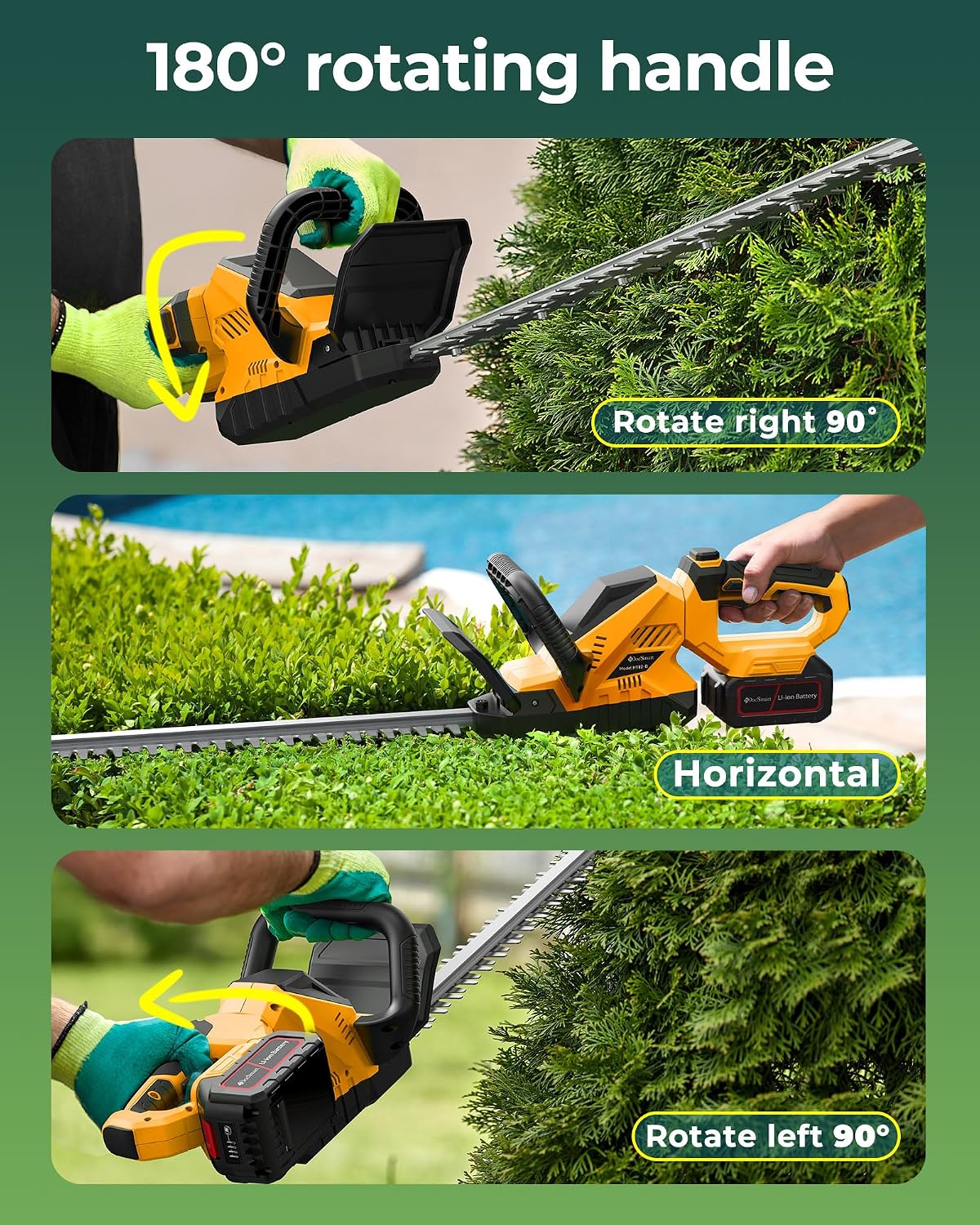 Hedge Trimmers Cordless with Battery, 3000RPM Brushless Motor