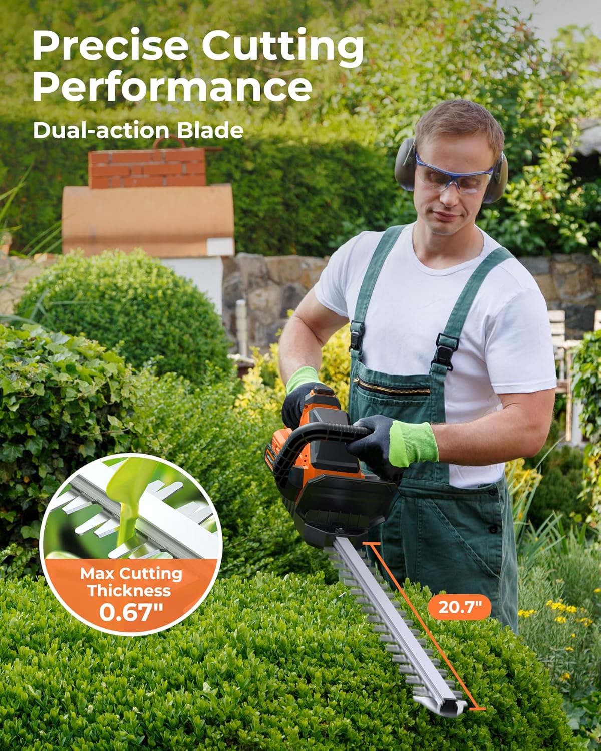 Hedge Trimmers Cordless with Battery, 3000RPM Brushless Motor
