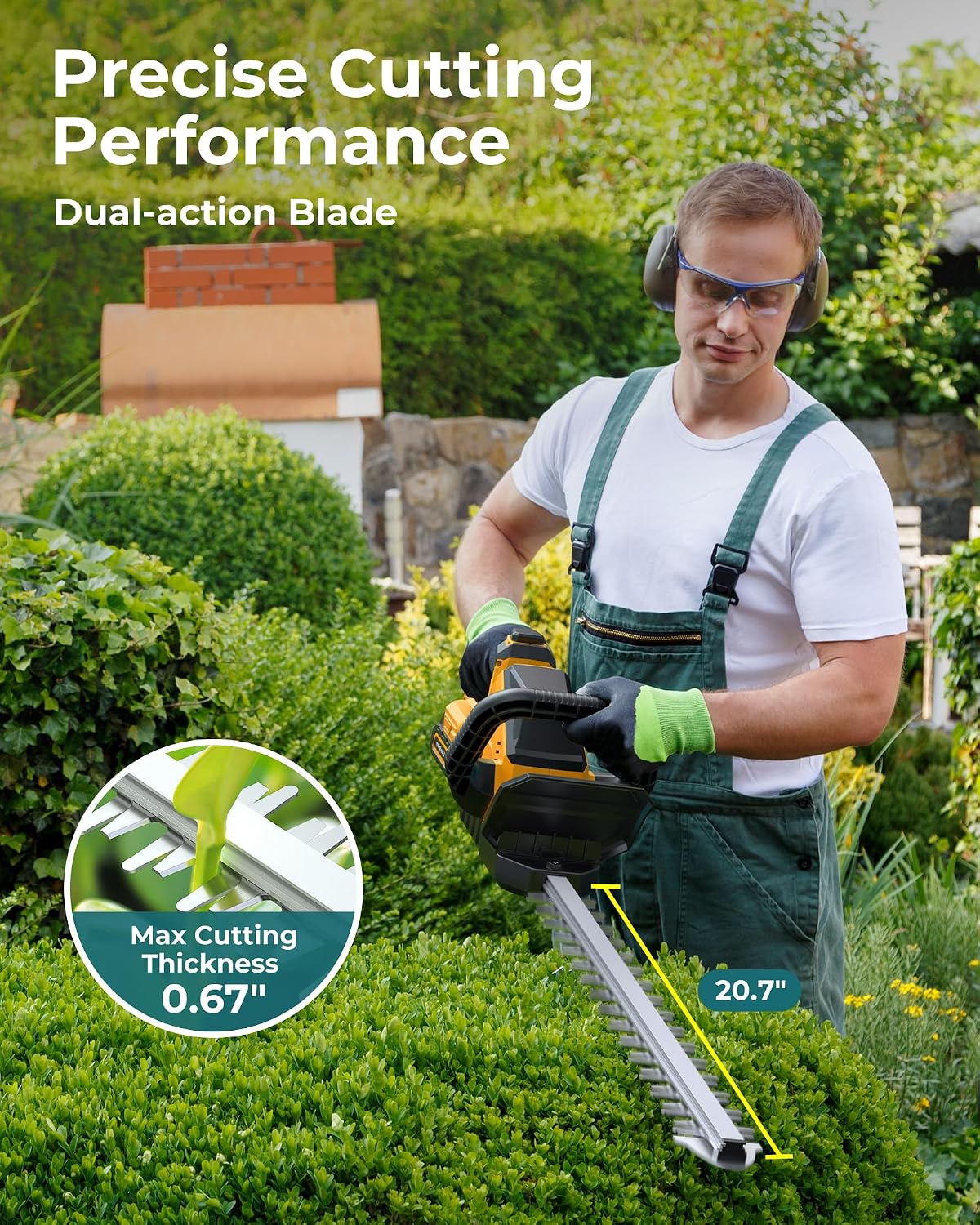 Hedge Trimmers Cordless with Battery, 3000RPM Brushless Motor