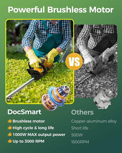 Hedge Trimmers Cordless with Battery, 3000RPM Brushless Motor