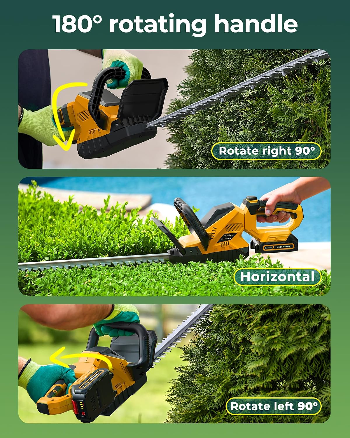 Hedge Trimmers Cordless with Battery, 3000RPM Brushless Motor
