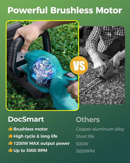 Hedge Trimmers Cordless with Battery, 3000RPM Brushless Motor