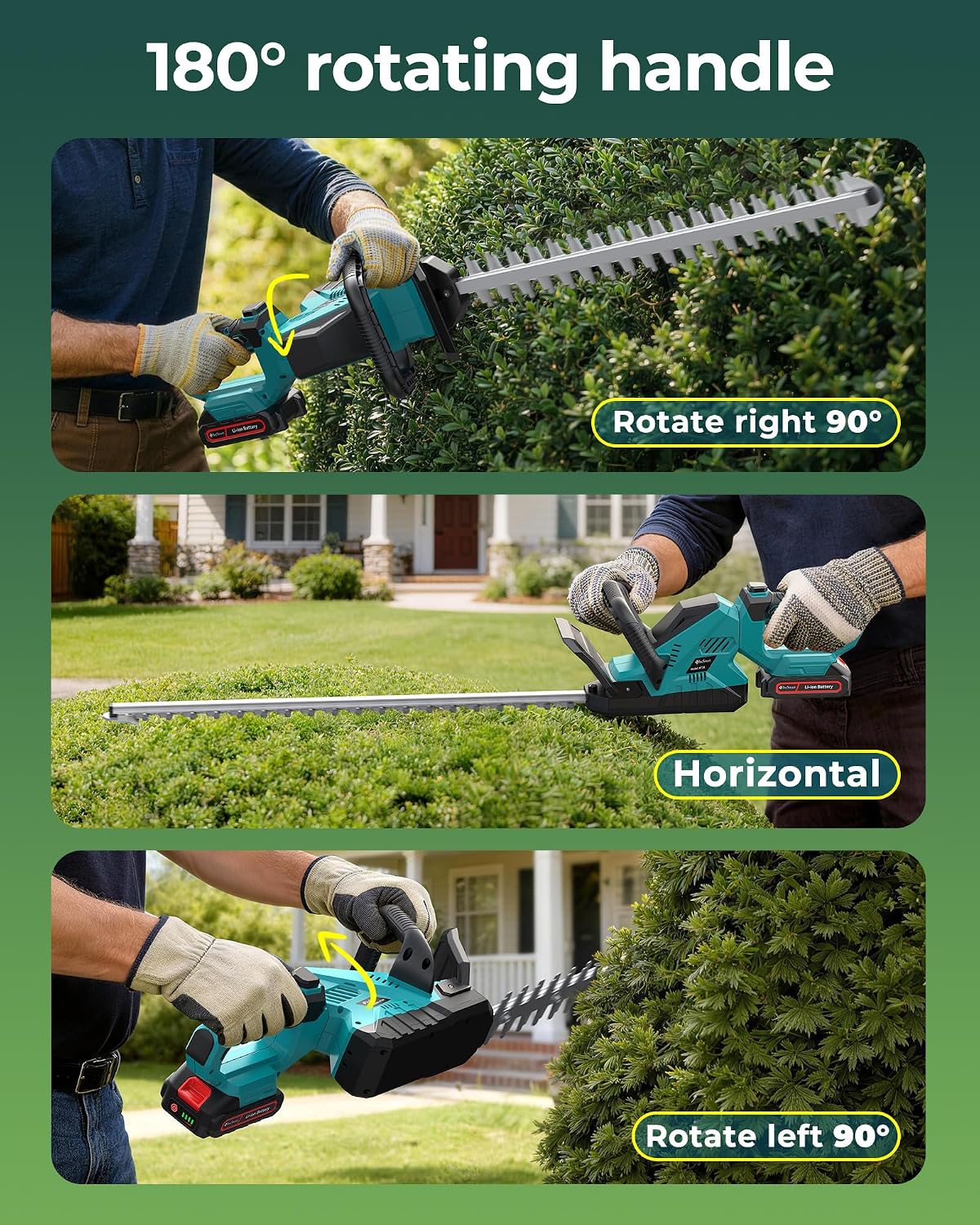 Hedge Trimmers Cordless with Battery, 3000RPM Brushless Motor