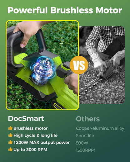 Hedge Trimmers Cordless with Battery, 3000RPM Brushless Motor