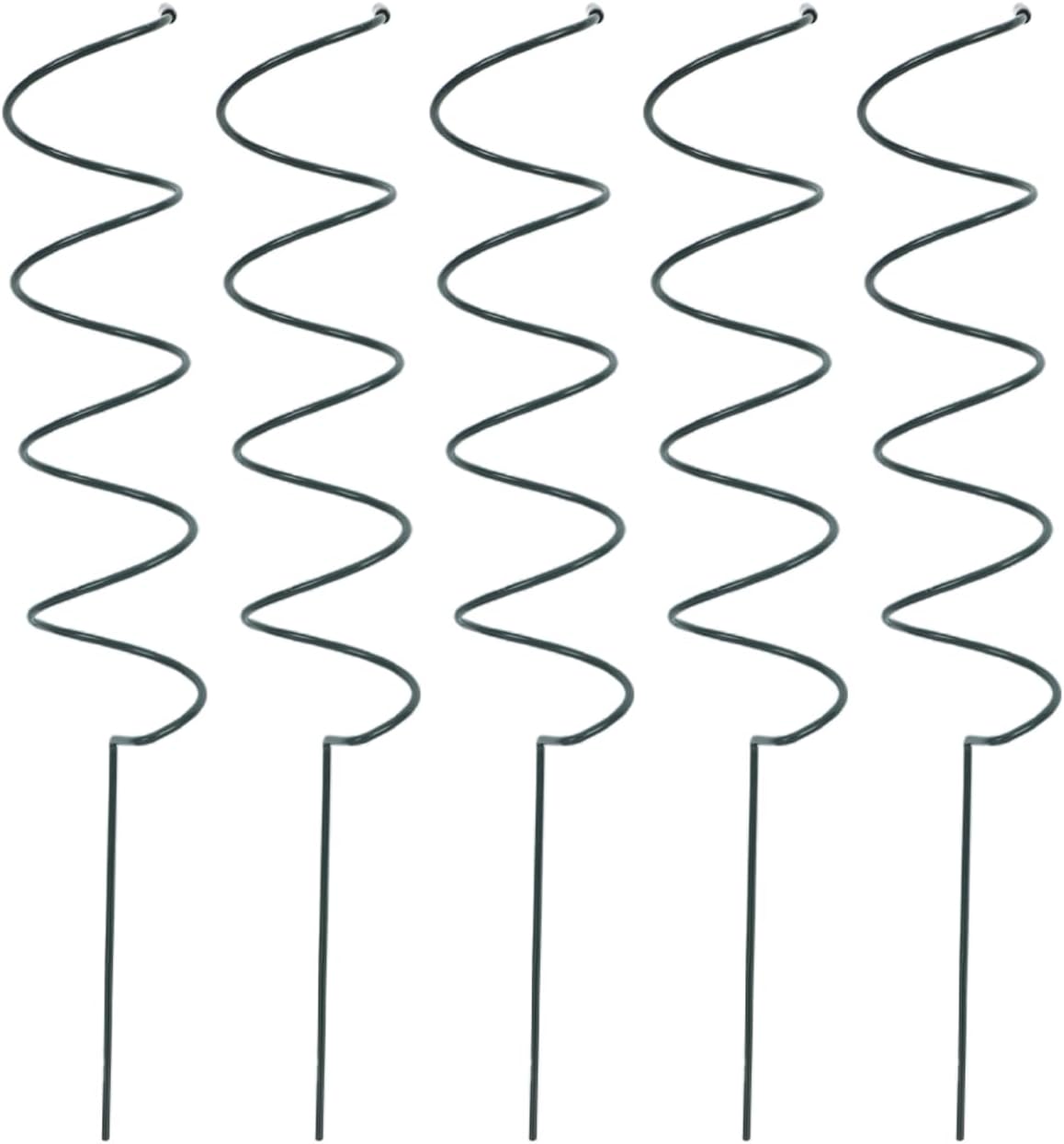 5Pcs Spiral Plant Stakes 15.7" Heavy Duty Metal Single Stem Support Ring Green Iron Flower Trellis for Orchid Peony Lily Tomato Houseplants
