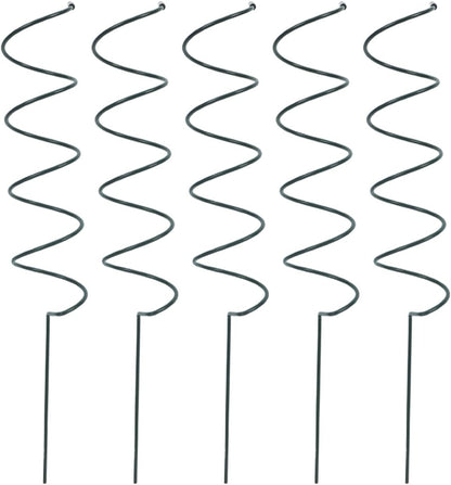 5Pcs Spiral Plant Stakes 15.7" Heavy Duty Metal Single Stem Support Ring Green Iron Flower Trellis for Orchid Peony Lily Tomato Houseplants