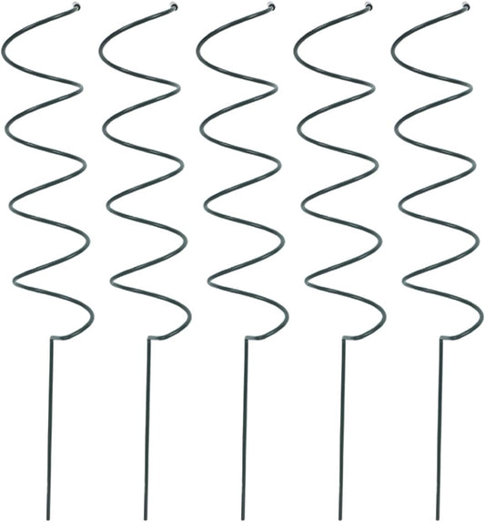 5Pcs Spiral Plant Stakes 15.7" Heavy Duty Metal Single Stem Support Ring Green Iron Flower Trellis for Orchid Peony Lily Tomato Houseplants