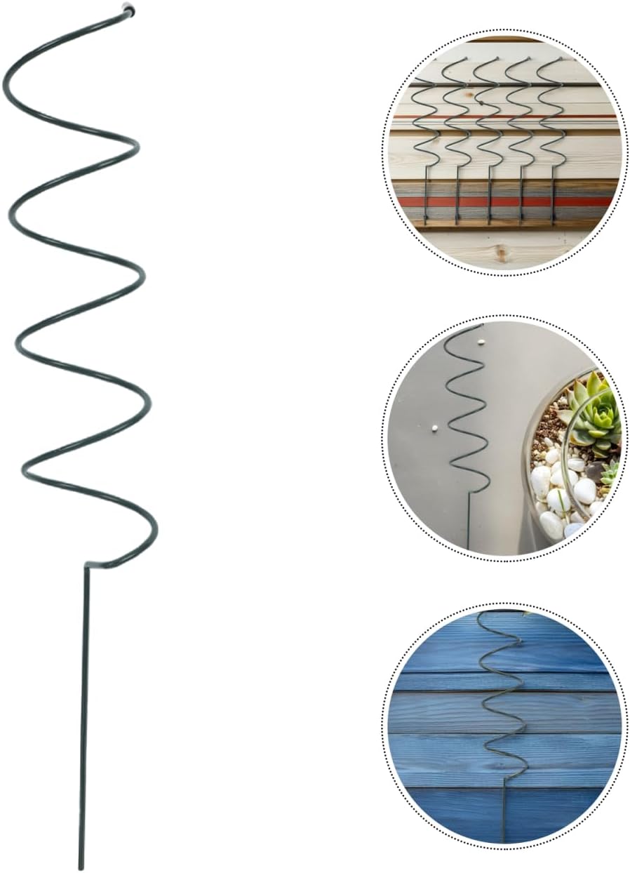5Pcs Spiral Plant Stakes 15.7" Heavy Duty Metal Single Stem Support Ring Green Iron Flower Trellis for Orchid Peony Lily Tomato Houseplants