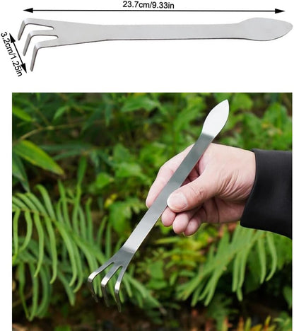 4 Pack Bonsai Rake Stainless Steel Bonsai Tree Root Rake Mini Kumade Bonsai Soil Cultivation Tool for Indoor Plants Root Loosening Houseplants Repotting House Plants in Decor Pots Seedling