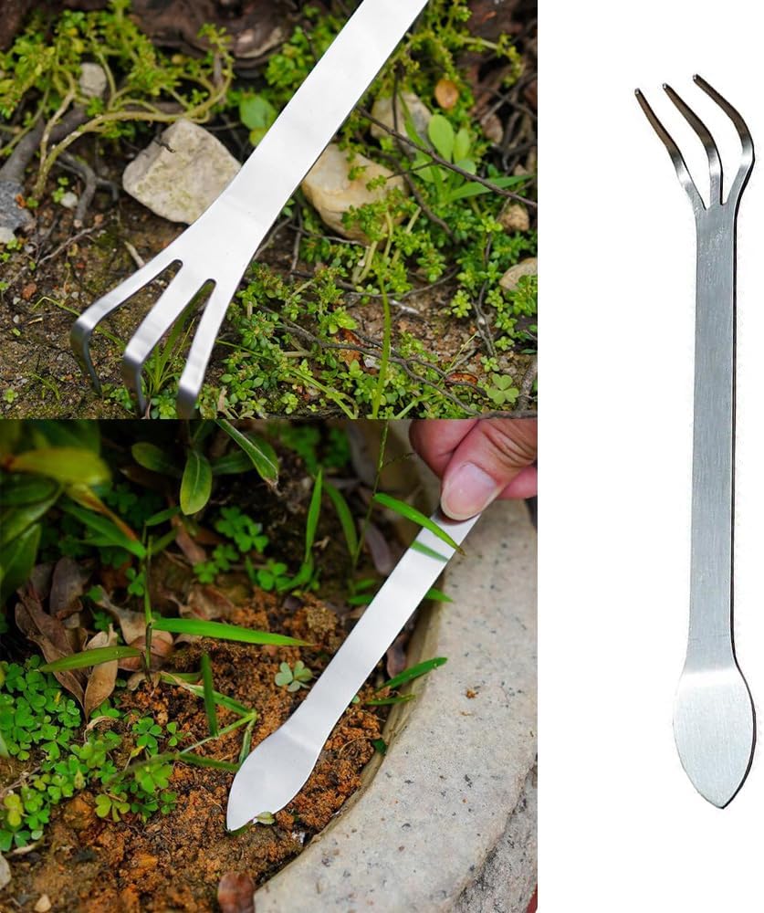 4 Pack Bonsai Rake Stainless Steel Bonsai Tree Root Rake Mini Kumade Bonsai Soil Cultivation Tool for Indoor Plants Root Loosening Houseplants Repotting House Plants in Decor Pots Seedling