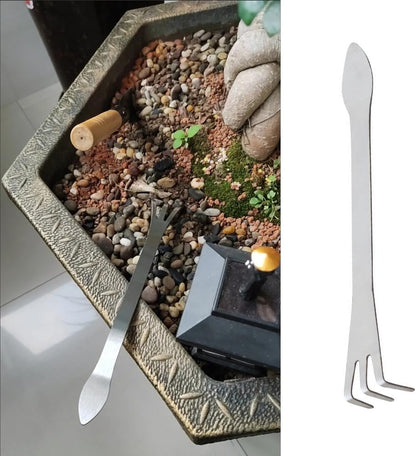 4 Pack Bonsai Rake Stainless Steel Bonsai Tree Root Rake Mini Kumade Bonsai Soil Cultivation Tool for Indoor Plants Root Loosening Houseplants Repotting House Plants in Decor Pots Seedling