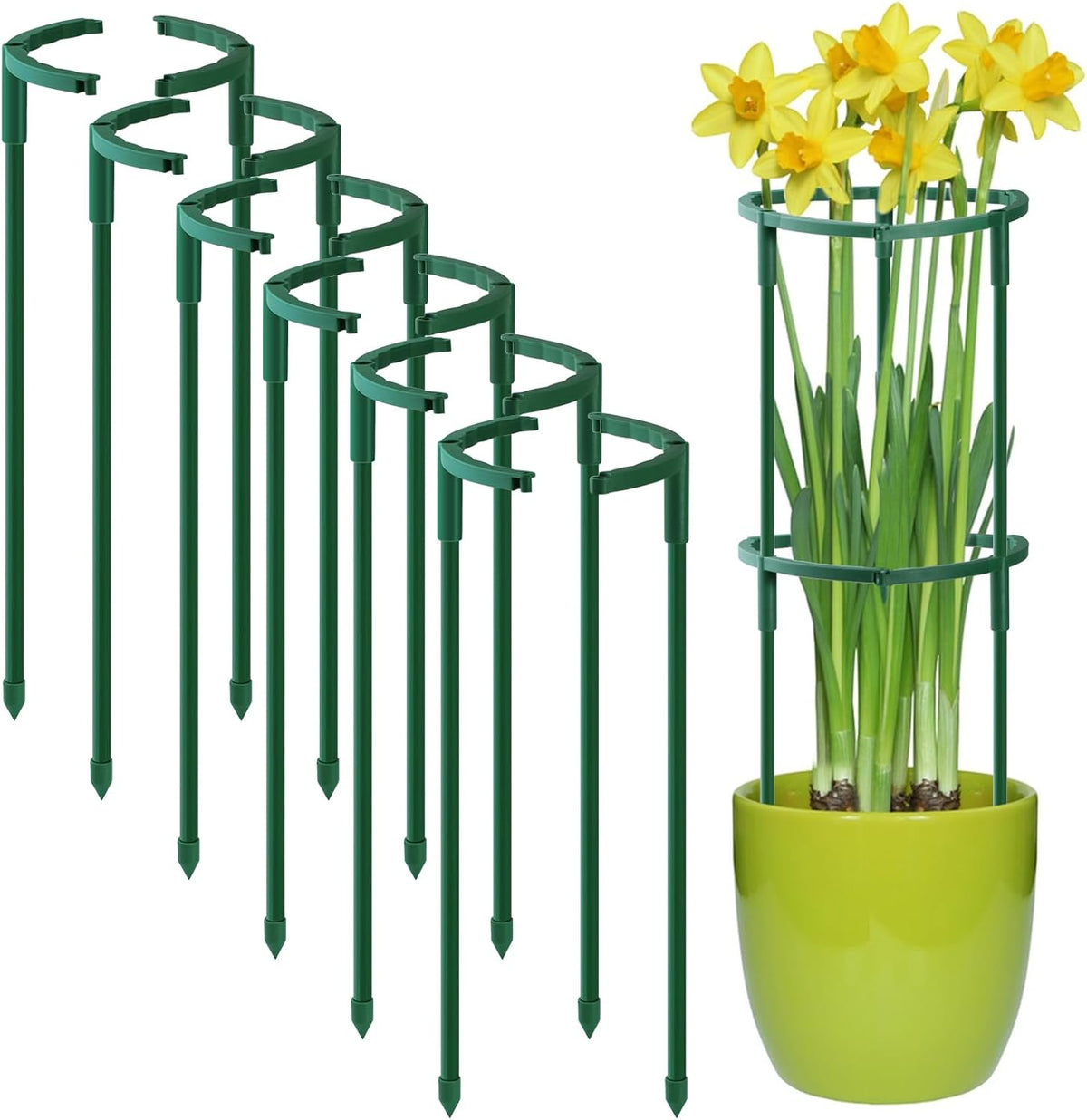 12 Pack Plant Support Stakes Sets - Versatile Plant Cages, Stackable 3 Tier Garden Flower Support，Plant Stakes for Indoor Outdoor Plants Tomato, Peony, Monstera, Hydrangea, Climbing Plants