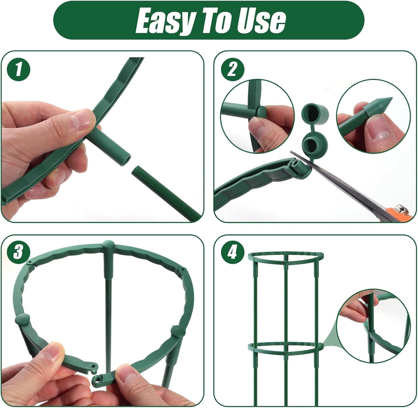 12 Pack Plant Support Stakes Sets - Versatile Plant Cages, Stackable 3 Tier Garden Flower Support，Plant Stakes for Indoor Outdoor Plants Tomato, Peony, Monstera, Hydrangea, Climbing Plants