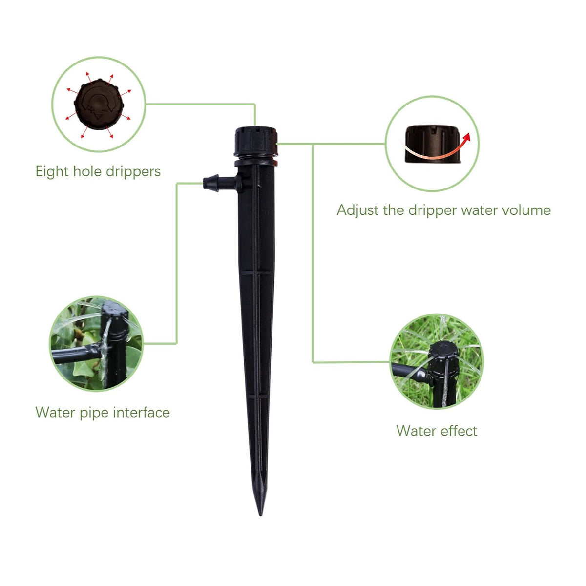 60pcs Drip Irrigation Emitters Irrigation Drippers Adjustbale Drip Emitters