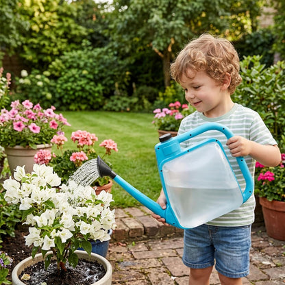 1 Gal Blue Clear Plastic Foldable Watering Can