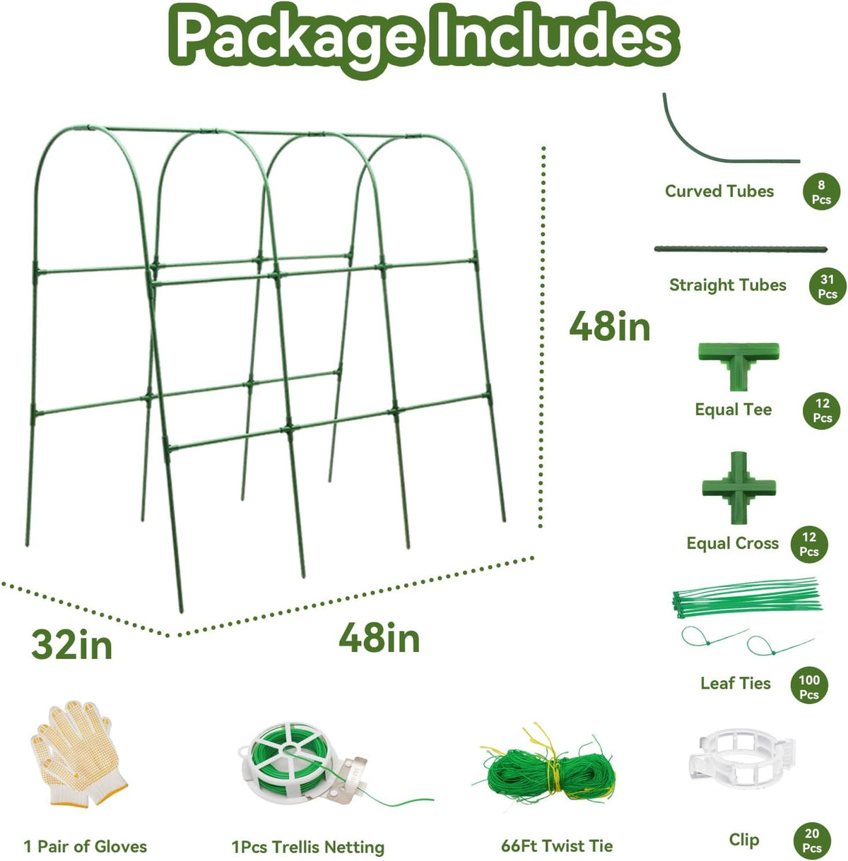 Cucumber Trellis for Raised Bed, U-Shape Garden Trellis for Climbing Plants Outdoor, Metal Arch Trellis for Vegetables, Plant Support for Tomato, Pea, Zucchini, Squash