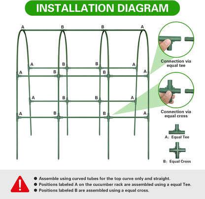 Cucumber Trellis for Raised Bed, U-Shape Garden Trellis for Climbing Plants Outdoor, Metal Arch Trellis for Vegetables, Plant Support for Tomato, Pea, Zucchini, Squash