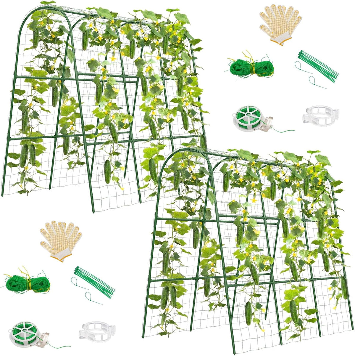 Cucumber Trellis for Raised Bed, U-Shape Garden Trellis for Climbing Plants Outdoor, Metal Arch Trellis for Vegetables, Plant Support for Tomato, Pea, Zucchini, Squash