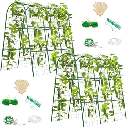 Cucumber Trellis for Raised Bed, U-Shape Garden Trellis for Climbing Plants Outdoor, Metal Arch Trellis for Vegetables, Plant Support for Tomato, Pea, Zucchini, Squash