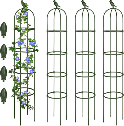 6 ft Garden Obelisk Trellis, Heavy Duty Plant Supports, Green