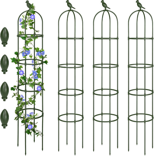 6 ft Garden Obelisk Trellis, Heavy Duty Plant Supports, Green