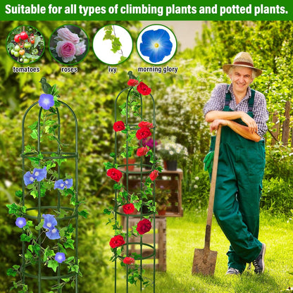 6 ft Garden Obelisk Trellis, Heavy Duty Plant Supports, Green