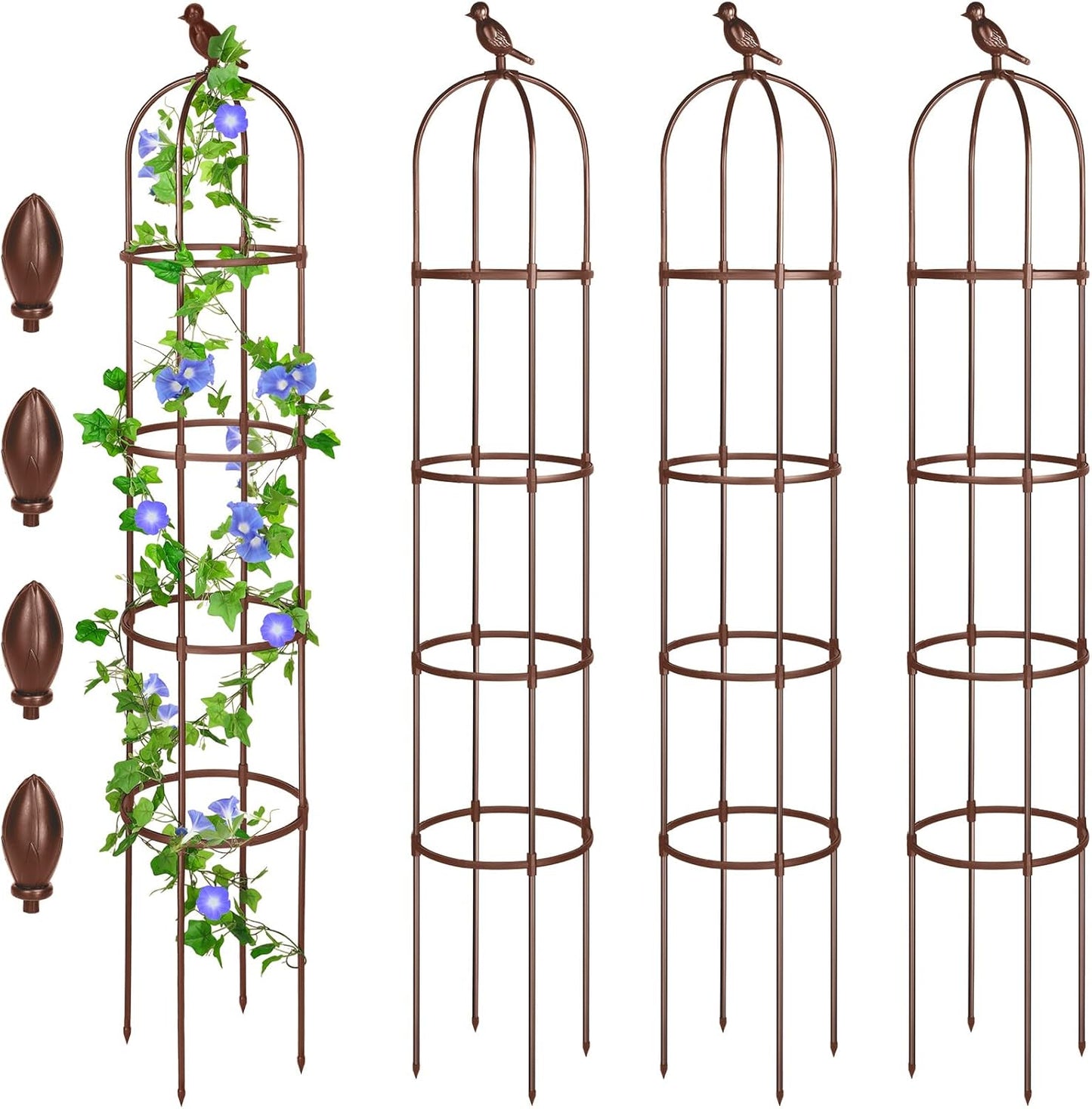 6 ft Garden Obelisk Trellis, Heavy Duty Plant Supports, Green